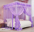 Mengersi Bed Canopy for Girls,Canopy Bed Curtains Canopy for Bed Drapes,Princess Bed Curtains Birthday Present Girls Room Decor,Purple