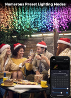 Brightown Smart Icicle Lights for Outside, 33Ft 304 LED RGB Smart Christmas Lights with 58 Preset Modes, App or Remote Control, Music Sync, Memory and Timer Function for Indoor/Outdoor Use
