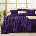 Bedsure Tufted Boho Comforter Set Queen Size - Purple Boho Bed Set, GentleSoft™ 3 Pieces Farmhouse Shabby Chic Embroidery Bedding, Gifts for Woman, Soft Jacquard Queen Comforter for All Seasons