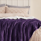 Bedsure GentleSoft Sherpa Fleece Blankets Queen Size for Bed - Thick and Warm Throw for Girls and Women, Soft Fuzzy Plush Queen Blanket for Winter, Purple, 90x90 Inches