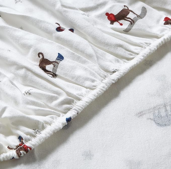Eddie Bauer - Flannel Sheets Full Size, Anti-Pilling & Wrinkle Resistant Cotton, Touchably Soft for All-Season Comfort - Bed Sheets with Matching Pillowcase & Fitted Sheet (Ski Patrol White)