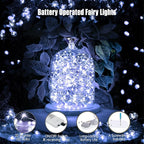 6 Pack Fairy Lights Battery Operated Mini String Lights with Timer 2PCS Remote 6.5ft 20LED Cool White Firefly Lights Waterproof Silver Wire Twinkle Lights DIY Mason Jar Wedding Party Christmas Decor