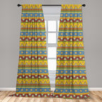 Ambesonne Aztec Curtains, Traditional Classic Tribal Style Folk Motif Sun Mexican Culture Image, Window Treatments 2 Panel Set for Living Room Bedroom, Pair of - 28" x 84", Yellow Orange