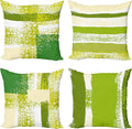 Ambesonne Grunge Throw Pillow Cushion Case Pack of 4, Abstract Design Simplistic Minimal Stripes Brushstrokes Contemporary, Modern Accent Double-Sided Digital Printing, 18", Lime Green Cream and White