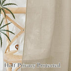 RYB HOME Flax Linen Blend Curtains - Semi Translucent Privacy Kitchen Curtains, Light Glare Control Window Drapes for Bathroom Closet Nursery, 52" W x 63" L, 2 Pcs, Beige