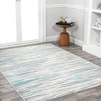 JONATHAN Y Speer Abstract Linear Stripe Gray/Blue Indoor Area Rug, 4x6, Contemporary, Rustic, Easy-Cleaning for Living Room, Bedroom, Kitchen, Pet Friendly, Non-Shedding (LUX106A-4)