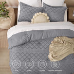 Bedsure Twin Comforter Set - Grey Comforter, Boho Tufted Shabby Chic Bedding for Kids, 2 Pieces Vintage Farmhouse Bed Set for All Seasons, Fluffy Soft Bedding with 1 Pillow Sham
