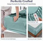 California Design Den King Size Sheets Set - 400 Thread Count Sateen, Natural 100% Cotton Sheets with Deep Pockets, Breathable, Cooling and Durable Bedding Set - Teal
