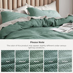 Bedsure Cotton Duvet Cover King - 100% Cotton Waffle Weave Green Duvet Cover King Size, GentleSoft™ and Breathable Bedding for All Season, 3 Pieces, 104"x90"