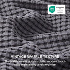 Bedsure Cooling Waffle Duvet Cover King - Cotton Blend Rayon Derived from Bamboo Duvet Cover Set for Hot Sleepers, Breathable Bedding Set with a Vintage Charm, 3 Pieces (Charcoal, King, 104"x90")