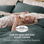 Bedsure Cotton Duvet Cover King - 100% Cotton Waffle Weave Forest Green Duvet Cover King Size, GentleSoft™ and Breathable Bedding Set for All Season, 3 Pieces, 104"x90"