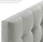 Modway Emily Tufted Button Linen Fabric Upholstered Full Headboard in Gray