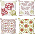 Ambesonne Vintage Throw Pillow Cushion Case Pack of 4, Bohemian Ornamental Leaves Dahlia Pattern Geometric Art Curlicue Motif, Modern Accent Double-Sided Digital Printing, 20", Dark Pink and Khaki