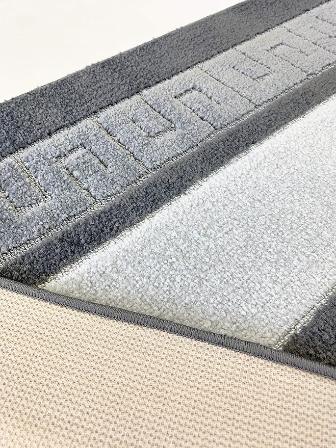 Custom Length Cut to Size Ancient Latin Hellenic Motif Carpet Runner Rug for Hallways, Non Slip Rubber Backed, 31 inch Wide X Customized Length, Greek Key Grey, 31 inch X 7 feet