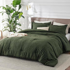 Bedsure Full Comforter Set - Dark Green Soft Bedding for All Seasons, Cationic Dyed Bed Set, 3 Pieces, 1 Full Size Comforter (82"x86") and 2 Pillow Shams (20"x26"+2")