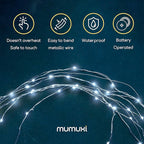 MUMUXI Battery Operated 16 Pack of Copper Wire LED Fairy Lights, 10ft Cool White, Easy to Shape, Waterproof, Indoor/Outdoor Use