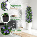 Sunnyglade 2 Packs Artificial Rose Tree 3FT- Fake Floral Plant Tree in Pot- Decorative Topiary Plant - Cement Filled Potted Faux Flower Plant for Home Office Porch Decor Indoor Outdoor (Purple)