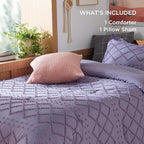 Bedsure Twin Comforter Set - Grayish Purple Boho Twin Comforter, Shabby Chic Dorm Bedding Set for Kids, 2 Pieces Modern Farmhouse Bed Set, Includes 1 Pillow Sham