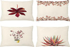 Ambesonne Botanical Throw Pillow Cushion Case Pack of 4, Minimalist Watercolor Painting Leaves Agave Branches Plant in a Pot, Modern Accent Double-Sided Printing, 20" x 12", Raspberry Dark Salmon