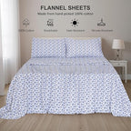 RUVANTI Flannel Sheets Full Size - 100% Cotton Double Brushed Bed Sheets Set, Deep Pockets 16 Inches, All Seasons Breathable & Extra Soft Full Sheets, Warm & Cozy, 4 Piece, Snow Flake Grey