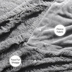 Tuddrom Decorative Extra Soft Faux Fur Throw Blanket 50"x60",Solid Lightweight Fuzzy Reversible Long Hair Shaggy Blanket,Fluffy Cozy Plush Mink Fleece Comfy Microfiber Blanket for Couch Sofa Bed, Grey