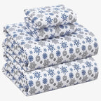 RUVANTI Flannel Sheets Full Size - 100% Cotton Double Brushed Bed Sheets Set, Deep Pockets 16 Inches, All Seasons Breathable & Extra Soft Full Sheets, Warm & Cozy, 4 Piece, Snow Flake Grey