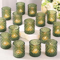 36 Pcs Green Votive Candle Holders, Green Tea Light Holders for Wedding and Dining Holiday Table Decor, Glass Candle Holders for Christmas Home Decoration, Vintage Parties and Gifts