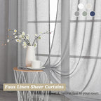 Aiyufeng Grey Sheer Curtains 45 Inch Length 2 Panels, Short Linen Curtains for Kitchen, Small Window Curtains Window Treatment Privacy with Light Filtering for Cafe/Bathroom, Each 30Wx45L Inch, Gray
