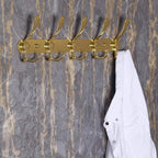 Dseap Coat Rack Wall Mounted - 5 Tri Hooks, Heavy Duty, Stainless Steel, Metal Coat Hook Rail for Coat Hat Towel Purse Robes Mudroom Bathroom Entryway (Gold, 2 Packs)