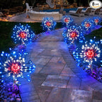 Anordsem Solar Lights Outdoor Waterproof: Garden Light Solar Powered for Yard Outside - LED Sparkler Fireworks Colorful Lighting Patio Decor 8 Pack - Gardening Gifts for Women Men Gardener