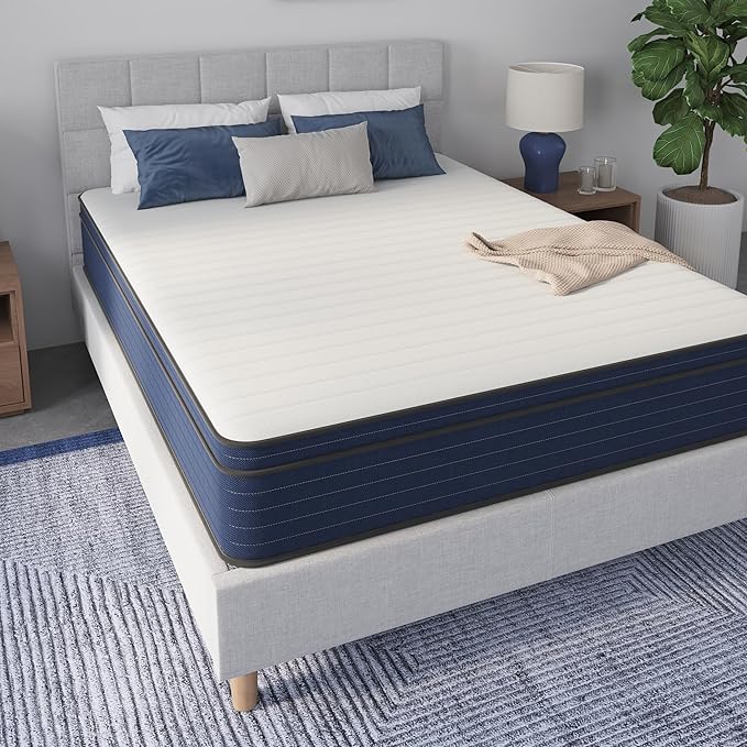 NapQueen Full Size, 12 Inch New Victoria Hybrid Cooling Gel Infused Pocket Spring and Memory Foam Mattress, Bed in a Box, CertiPUR-US Certified