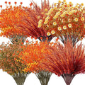 Ceenna 16 Bundles Fall Artificial Flowers for Outdoors Decorations Floral Picks Stem Fake Mums Eucalyptus Maple Leaves Berry for Garden Autumn Thanksgiving Arrangement (15 Inch,Eucalyptus)