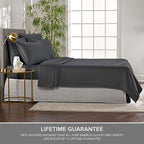 Short Queen Sheets by Pure Bamboo for RV Camper (60"x75") - Genuine 100% Organic Viscose Derived from Bamboo Bed Sheet Set, Soft & Cooling, Lifetime Quality Promise (Short Queen, Charcoal)