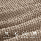 Bedsure Cotton Duvet Cover Set - 100% Cotton Waffle Weave Khaki Duvet Cover California King Size, GentleSoft™ and Breathable Cal King Tan Bedding Set for All Season, 3 Pieces, 104"x98"