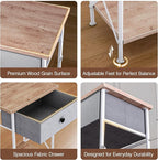 VECELO Nightstand with Drawer, Small Bedside Table with Storage and Adjustable Metal Legs, Wood End Table for Bedroom or Living Room, Perfect for Small Spaces and Modern Farmhouse Décor, Light Brown