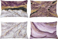 Ambesonne Marble Print Throw Pillow CushiCase Pack 4, Quartz Inspired Design Stone Surface Look Print Modern Style Stained, Modern Accent Double-Sided Digital Printing, 20" x 12", Mauve Lilac Grey