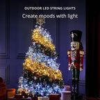 Twinkly Strings 400 White LED, LED Light String for Outdoor and Indoor, Warm to Cool White Christmas Lights, Mappable LEDs, Compatible with Alexa, Google Home, IP44, App Control, Black Wire, 105ft