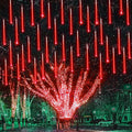 Joomer Christmas Lights Outdoor, 11.8 inch 10 Tubes 240 LED Meteor Shower Lights, LED Snow Falling Icicle Cascading Light with Timer Waterproof and Connectable for Christmas Decoration (Red)