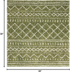 SAFAVIEH Arizona Shag Collection Accent Rug - 3'2" Square, Green & Ivory, Moroccan Design, Non-Shedding & Easy Care, 1.6-inch Thick, Ideal for The Living Room, Dining, Bedroom (ASG741X)