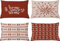 Ambesonne Modern Throw Pillow CushiCase Pack 4, Scandinavian Minimal Ornaments Boho Feather Leaves Home Phrase Print, Modern Accent Double-Sided Digital Printing, 20" x 12", Pale Tan and Dark Rust