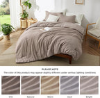 Bedsure Full Comforter Set - Khaki Soft Bedding for All Seasons, Cationic Dyed Bed Set, 3 Pieces, 1 Full Size Comforter (82"x86") and 2 Pillow Shams (20"x26"+2")