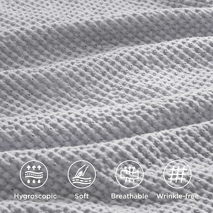 Bedsure Cotton Duvet Cover Set - 100% Cotton Waffle Weave Grey Duvet Cover Oversized King Size, GentleSoft™ and Breathable Bedding Set for All Season, 3 Pieces, 120"x98"