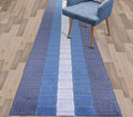 Custom Size Coastal Nautical Style Runner Rug Carpet for Hallway Entryway, Slip Resistant Latex Rubber Backed, 31 inch Wide X Customized Length, Squares Blue, 31 inch X 15 feet