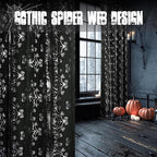 NICETOWN Black Sheer Halloween Curtains with Silver Spider Foil Print, Grommet Flowing Voile Sheer Window Treatment for Gothic Bedroom, W54 x L84, 2 Panels