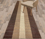 Custom Size Modern Geometric Pattern Carpet Runner Rug for Hallways, Slip Resistant Latex Rubber Backed, 31 inch Wide X Customized Length, Squares Brown, 31 inch X 13 feet