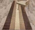 Custom Size Modern Geometric Pattern Carpet Runner Rug for Hallways, Slip Resistant Latex Rubber Backed, 31 inch Wide X Customized Length, Squares Brown, 31 inch X 21 feet
