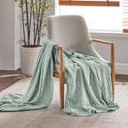 Bedsure Cooling Cotton Waffle Weave Blanket - Lightweight Breathable Blanket of Rayon Derived from Bamboo for Hot Sleepers, Luxury Throws for Bed, Couch and Sofa, Mint Green, 50x70 Inches