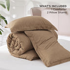 Bedsure King Size Comforter Set - Brown Soft Bedding for All Seasons, Cationic Dyed Bed Set, 3 Pieces, 1 King Size Comforter (104"x90") and 2 Pillow Shams (20"x36"+2")