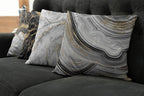 Ambesonne Marble Throw Pillow Cushion Case Pack of 4, Obsidian Like Ornaments Natural Stone Stains and Veins Golden Yellow Tone, Modern Accent Double-Sided Digital Printing, 20", Charcoal Grey Coconut