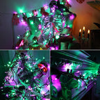 Brizled Purple & Green Halloween Lights, 33ft 100 LED Halloween String Lights, 120V UL Listed Purple Light String Connectable, Mini Green Lighting Set for Indoor Outdoor Tree Party Home Garden Decor